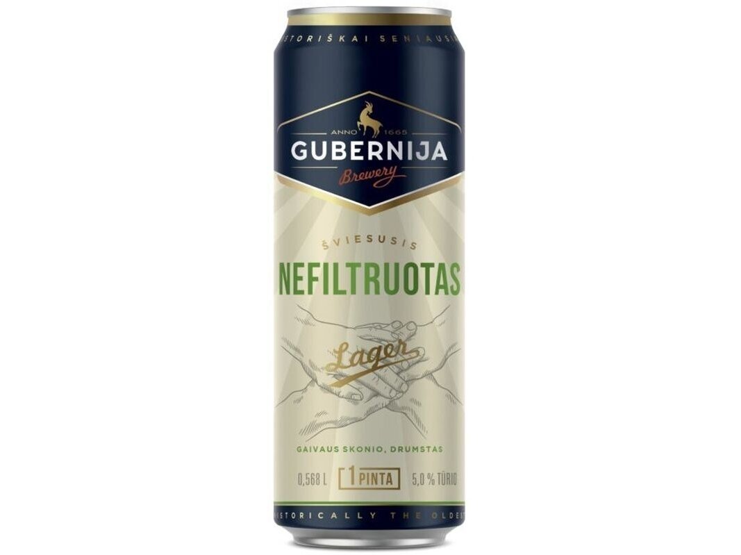 Alus Gubernija Nefiltruotas Lager skard. 0,568 l Alus Gubernija Nefiltruotas Lager skard. 0,568 l