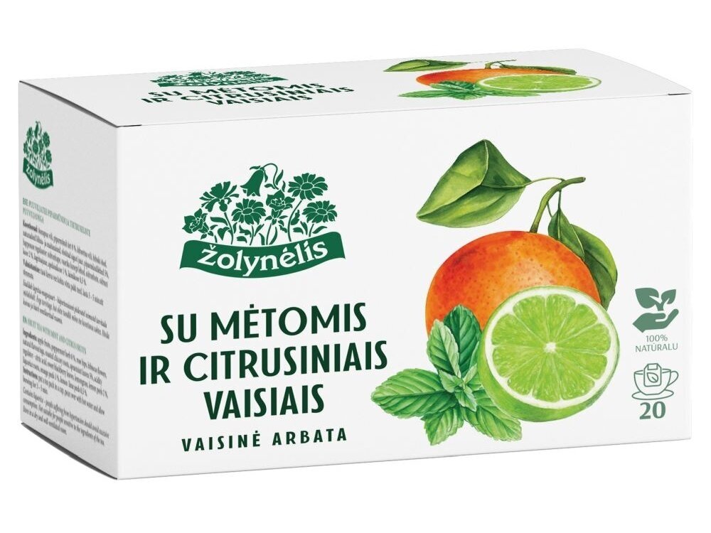 Arbata Žolynėlis su mėtomis ir citrusiniais vaisiais 20 pak. Arbata Žolynėlis su mėtomis ir citrusiniais vaisiais 20 pak.