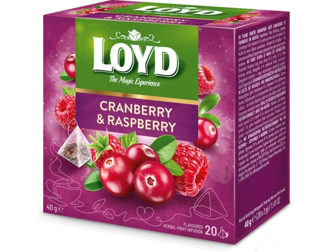Arbata Loyd spanguolių ir aviečių 20 pak.