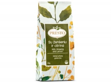 Arbata Presto žalioji su ženšeniu ir citrina 80 g Arbata Presto žalioji su ženšeniu ir citrina 80 g