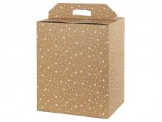 Dėžutė Rudo kartono su baltomis žvaigždutėmis Portapanettone 6 but. 280x200x350