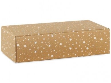 Dėžutė Rudo kartono su baltomis žvaigždutėmis Cantinetta 2 but. 340x185x90
