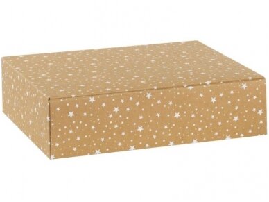Dėžutė Rudo kartono su baltomis žvaigždutėmis Cantinetta 3 but. 340x280x90