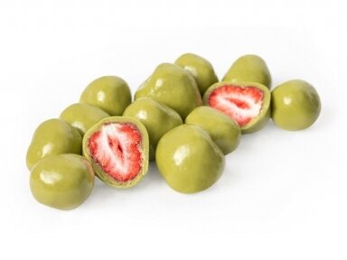 Saldainiai Rūta džiovintos šaltyje braškės su baltuoju šokoladu ir Matcha 1,3 kg