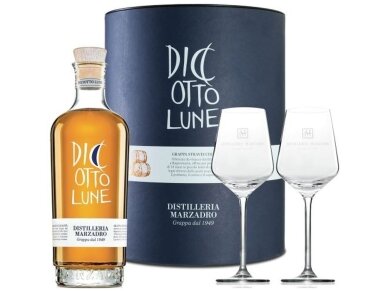 Grappa Marzadro Diciotto Lune su taurėm 0,5 l Grappa Marzadro Diciotto Lune su taurėm 0,5 l