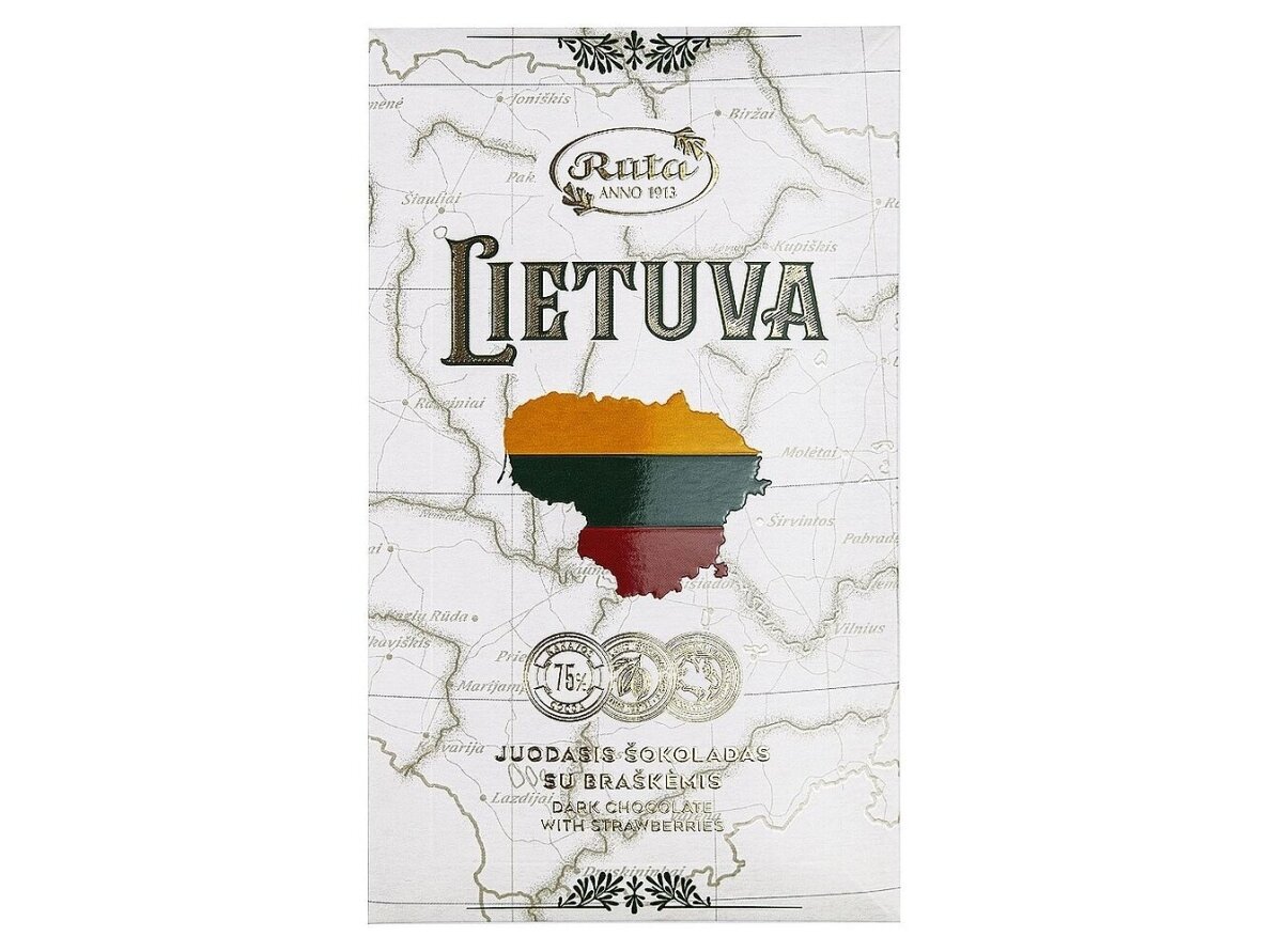 Juodasis šokoladas su braškėmis Lietuva 90 g Juodasis šokoladas su braškėmis Lietuva 90 g