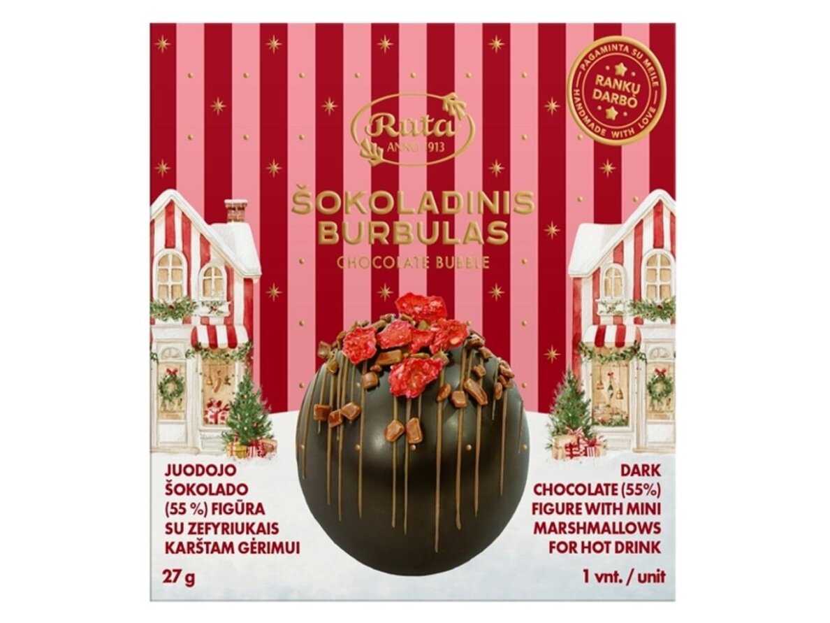 Karštas juodasis šokoladas su zefyriukais Šokoladinis burbulas 27 g Karštas juodasis šokoladas su zefyriukais Šokoladinis burbulas 27 g