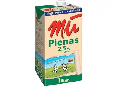 Pienas Mū pasterizuotas 2,5% 1 l
