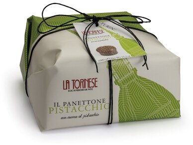 Pyragas Panettone La Torinese Žaliųjų Bronte su pistacijų kremu ir šokolado gabaliukais 1000 g Pyragas Panettone La Torinese Žaliųjų Bronte su pistacijų kremu ir šokolado gabaliukais 1000 g
