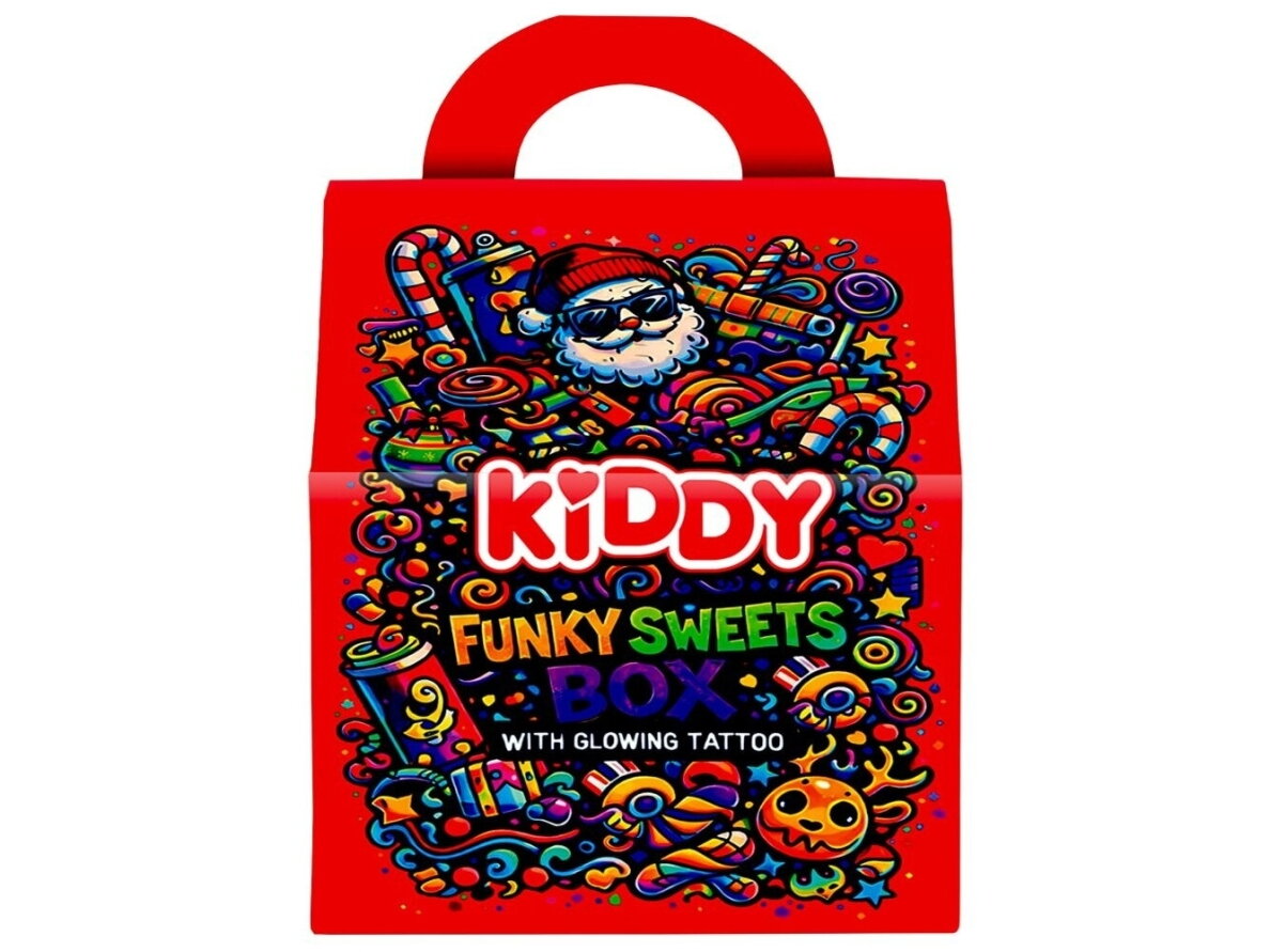 Saldainių dovanėlė Kiddy Funky Box su tatuiruote 360 g Saldainių dovanėlė Kiddy Funky Box su tatuiruote 360 g