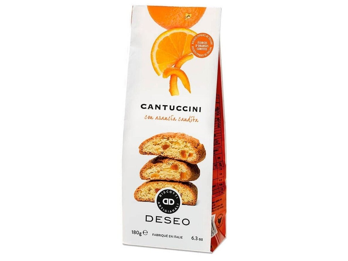 Sausainiai Deseo Cantuccini su cukruotomis apelsinų žievelėmis 180 g