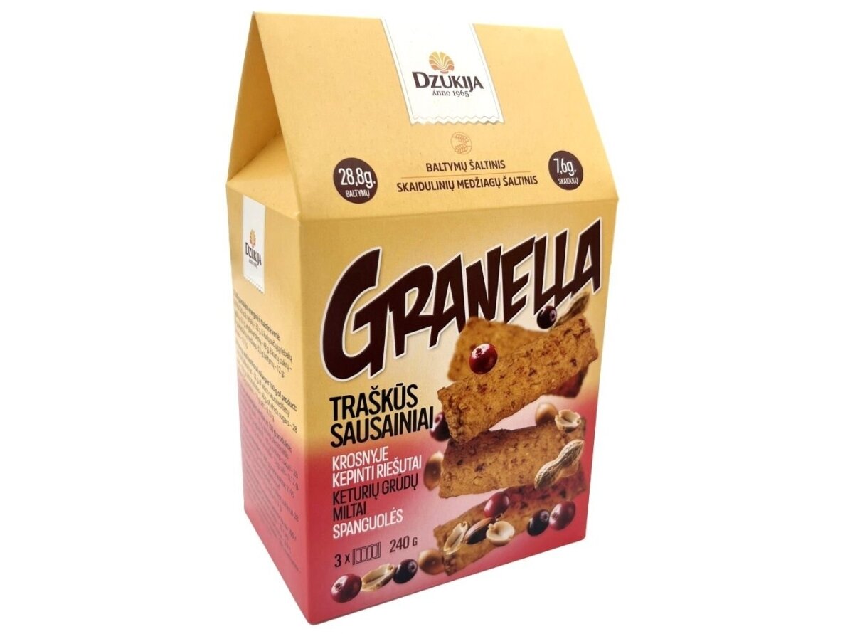 Sausainiai Granella su riešutais ir spanguolėmis 240 g