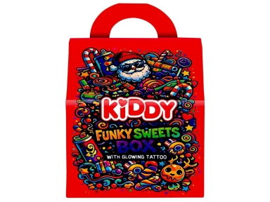 Saldainių dovanėlė Kiddy Funky Box su tatuiruote 360 g