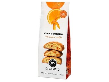 Sausainiai Deseo Cantuccini su cukruotomis apelsinų žievelėmis 180 g