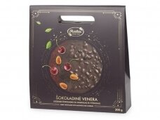 Juodasis šokoladas Rūta su migdolais ir vyšniomis Šokoladinė Venera 300 g
