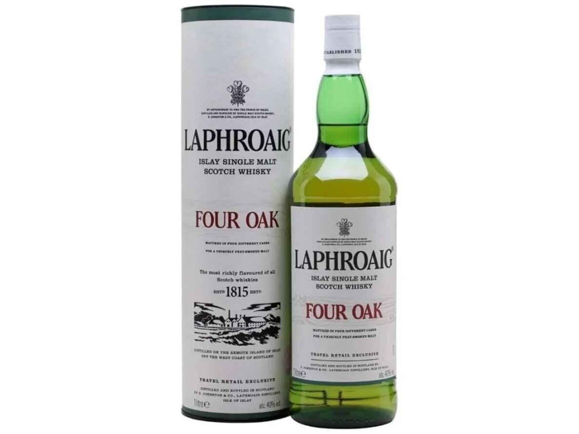 Viskis Laphroaig Four Oak su dėž. 1 l Viskis Laphroaig Four Oak su dėž. 1 l