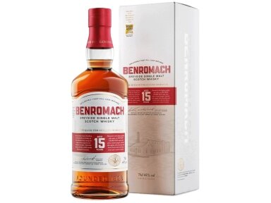 Viskis Benromach Single Malt 15 YO su dėž. 0,7 l