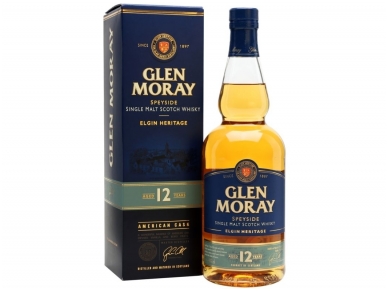 Viskis Glen Moray Speyside Single Malt 12 YO su dėž. 0,7 l